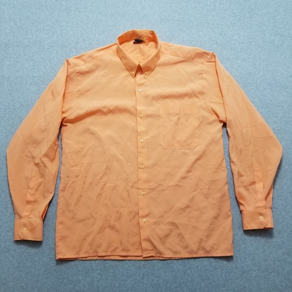 Vakko‎ Shirt Womens XL Orange Button Up Long Sleeve Pocket